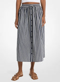 Striped Cotton Poplin Midi Skirt