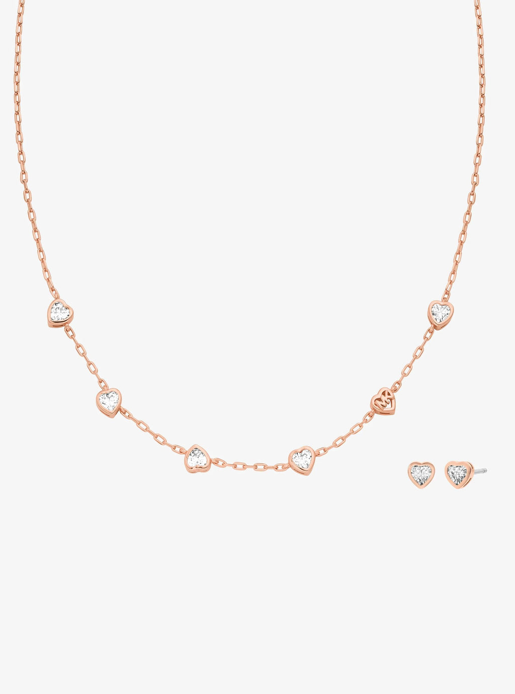 Heart Cubic Zirconia Necklace and Stud Earrings Gift Set