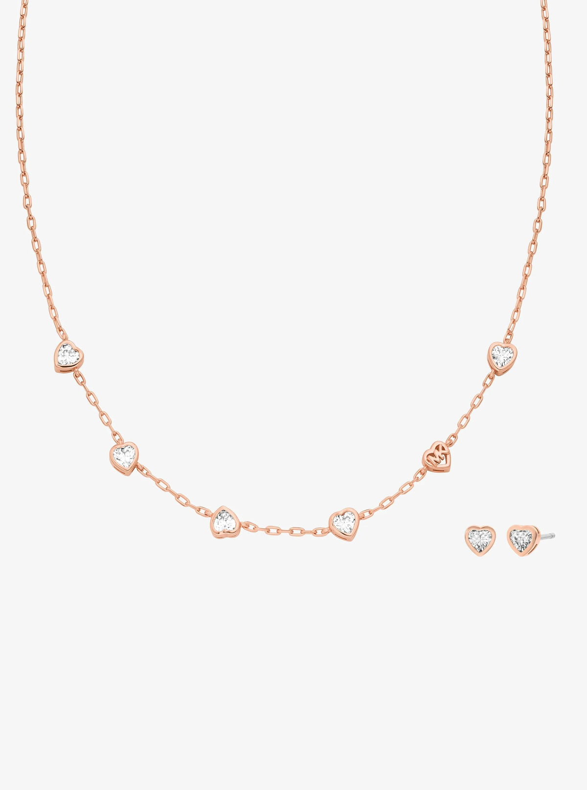 Heart Cubic Zirconia Necklace and Stud Earrings Gift Set