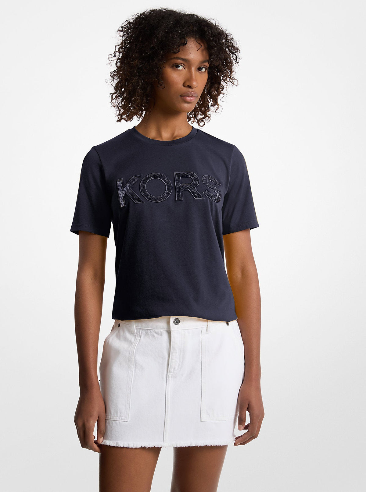 Sequined Logo Cotton T-Shirt