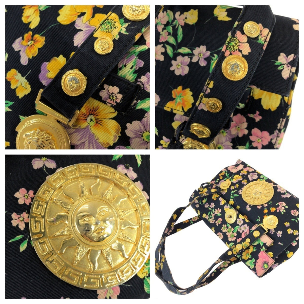 Versace Canvas Shoulder Bag Tote Bag (Pre-Owned)