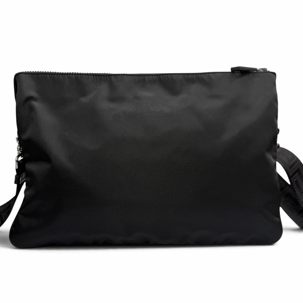 Versace Nylon Leather Clutch Bag Shoulder Bag (Pre-Owned)