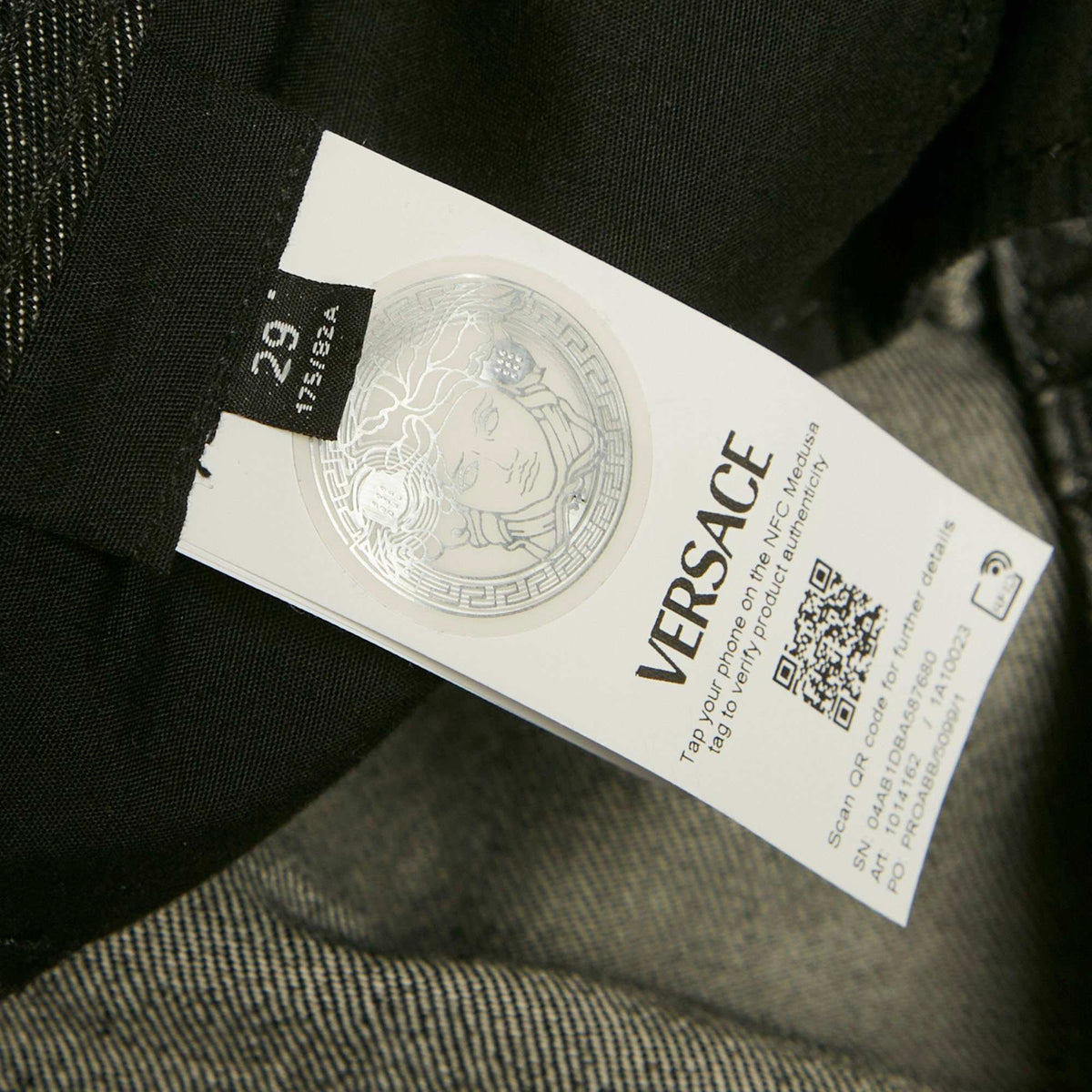 Versace Dark Grey Denim Wide Leg Jeans M Waist