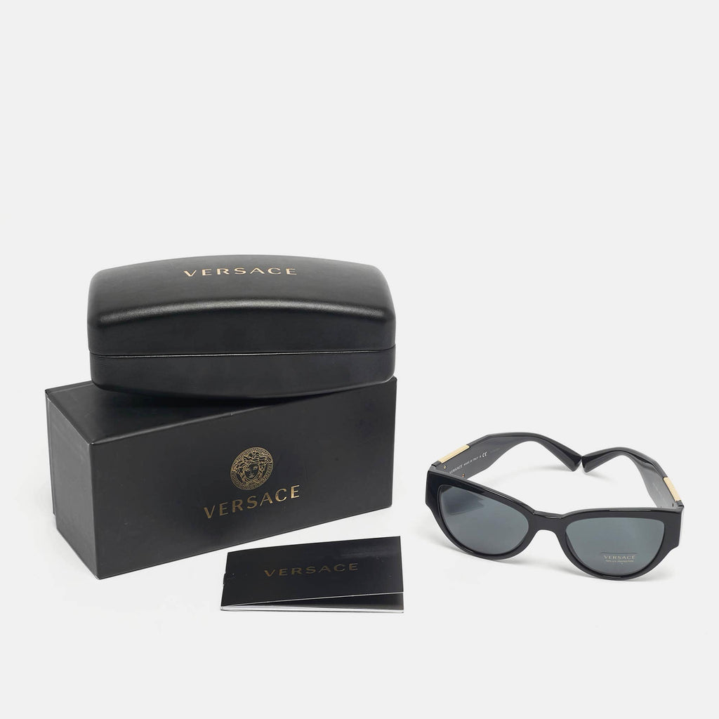 Versace Black Mod 4398 Medusa Cat Eye Sunglasses
