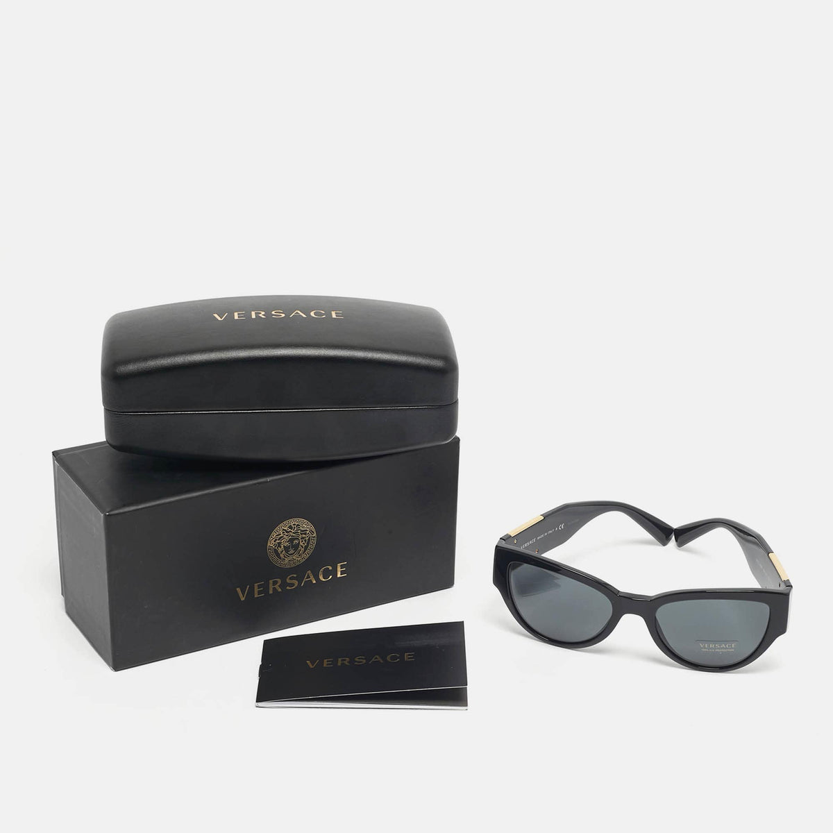 Versace Black Mod 4398 Medusa Cat Eye Sunglasses