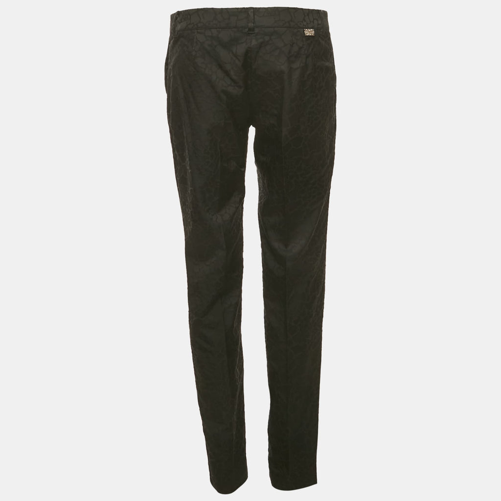 Versace Jeans Black Jacquard Cotton Blend Trousers
