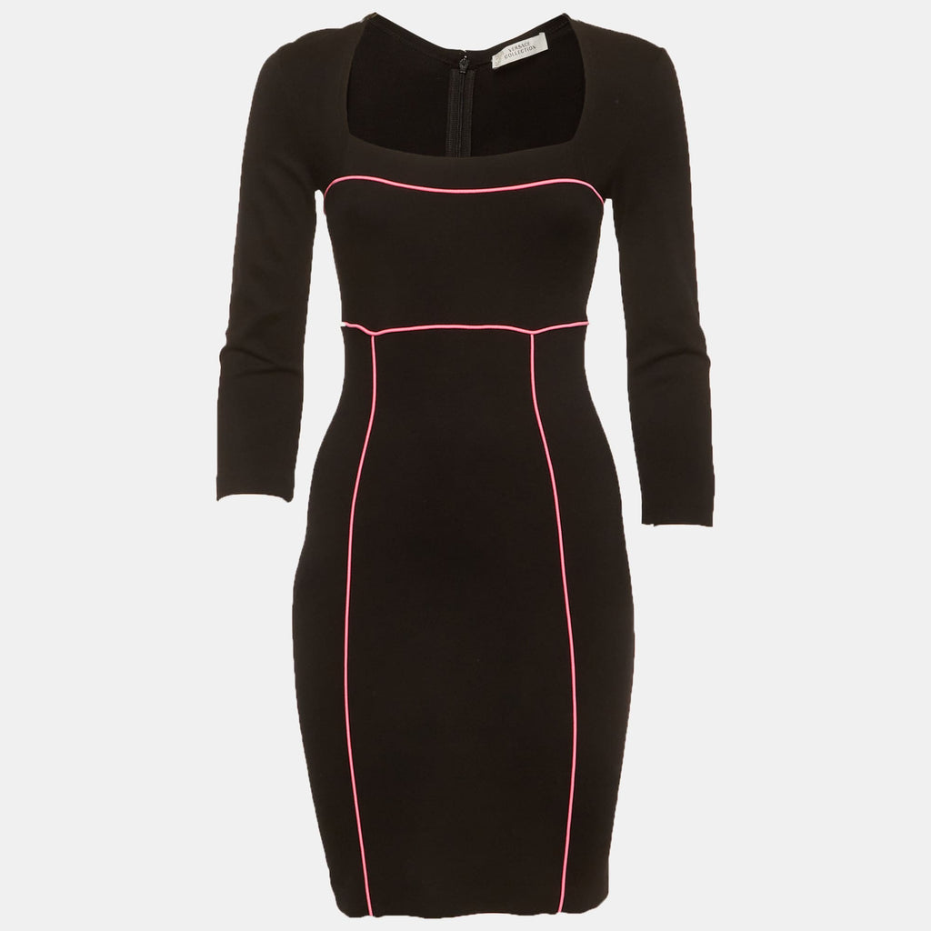 Versace Collection Black Jersey Shift Mini Dress