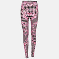 Versace Pink Stretch Knit Striped & Baroque Print Leggings
