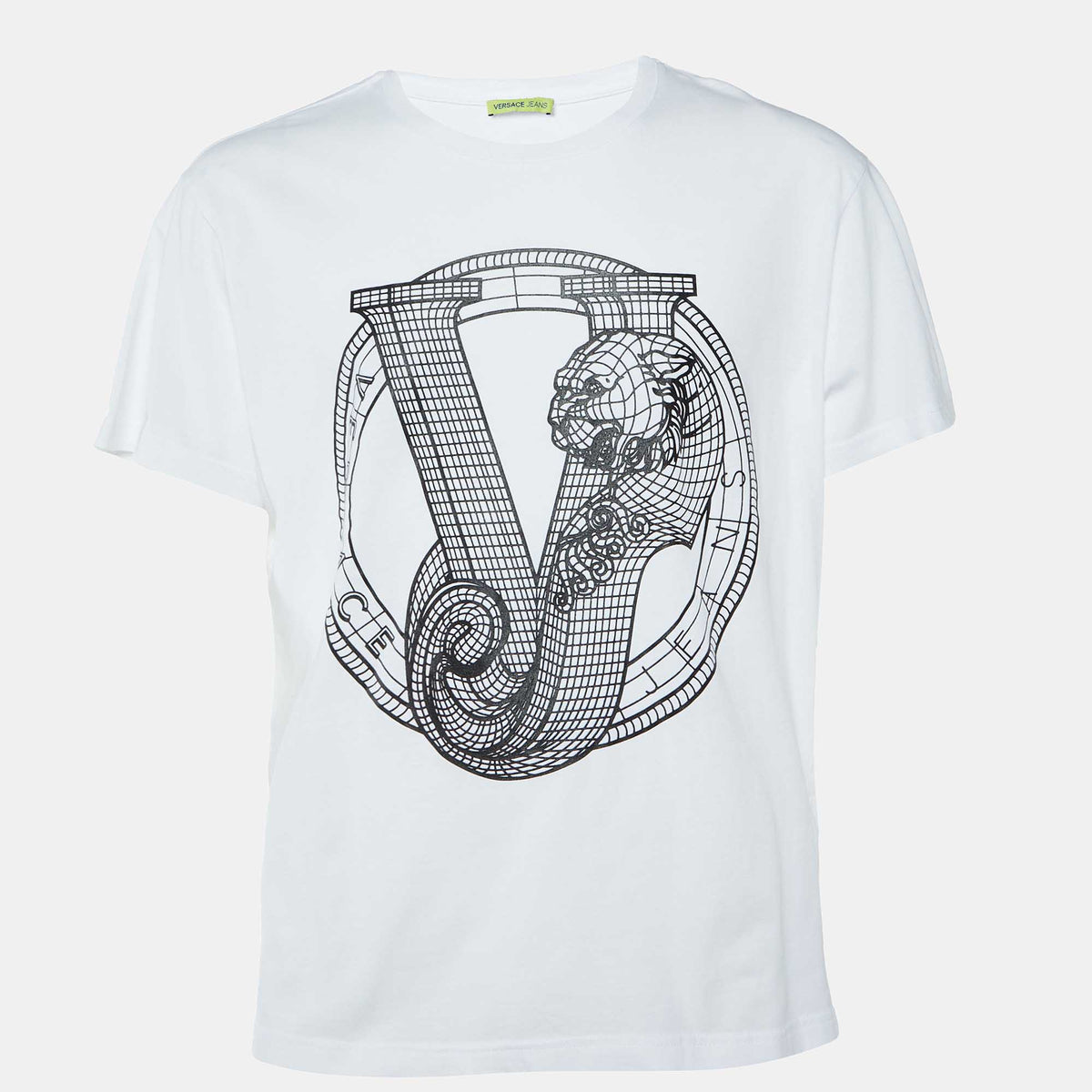 Versace Jeans White Logo Rubber Print Cotton T-Shirt