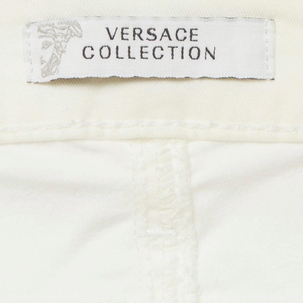 Versace Collection White Medusa Studded Denim Slim Fit Jeans M/waist