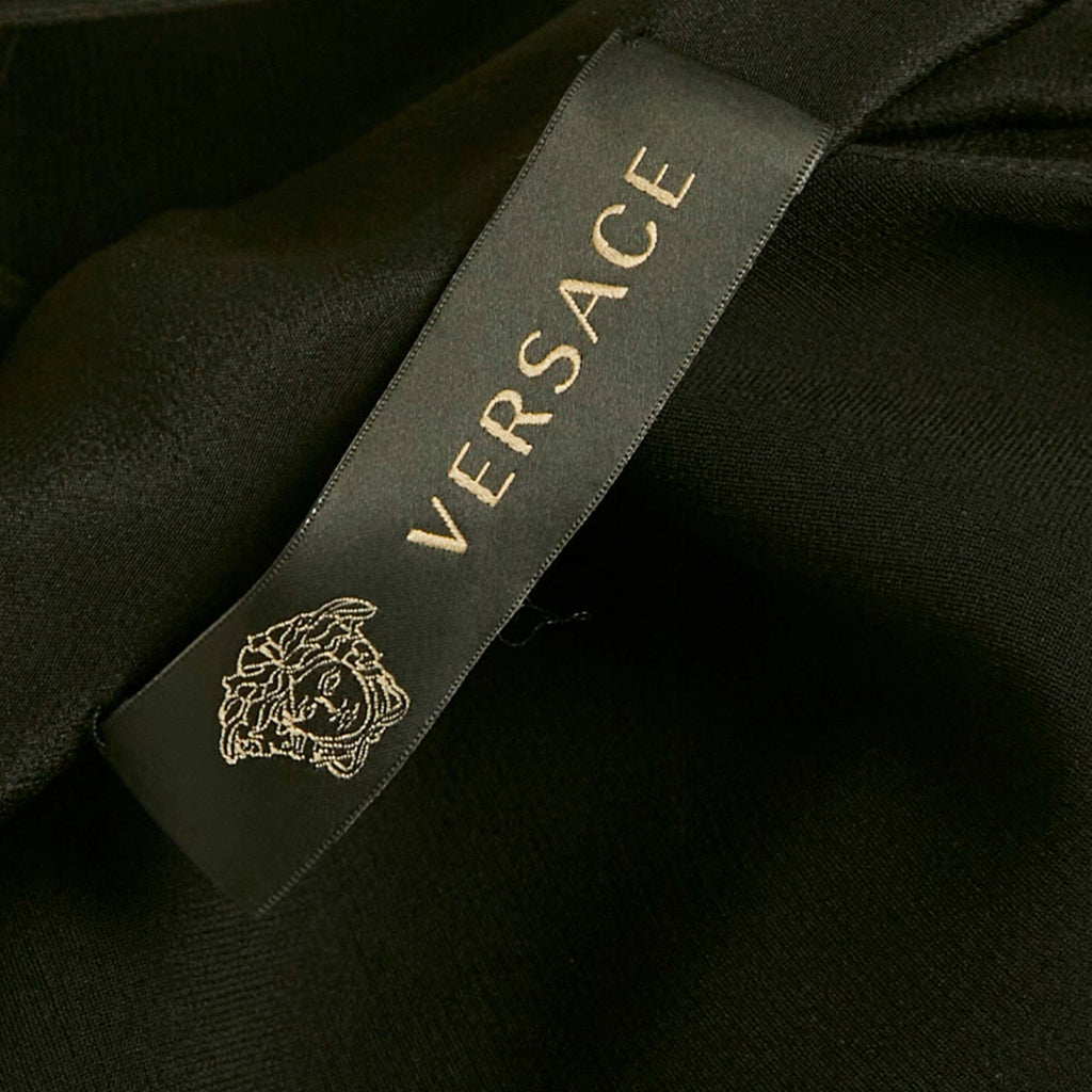 Versace Black Crepe Crisscross Detail Mini Dress