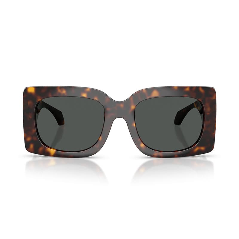 Versace Sunglasses Square Full Rim, Shiny Black Frame And Dark Grey Lens Ve4496Ugb1/87