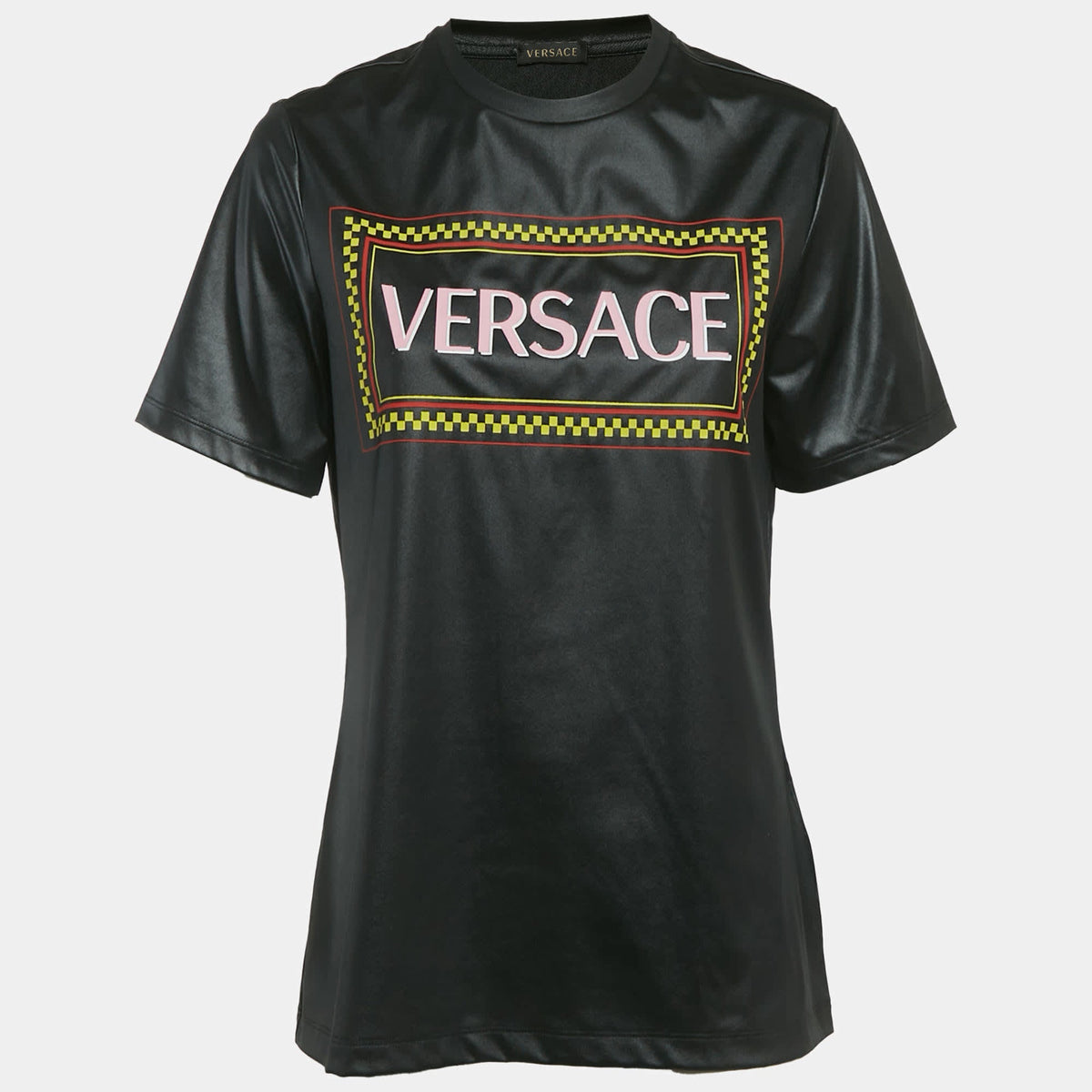 Gianni Versace Black Graphic Logo Detail Jersey T-Shirt