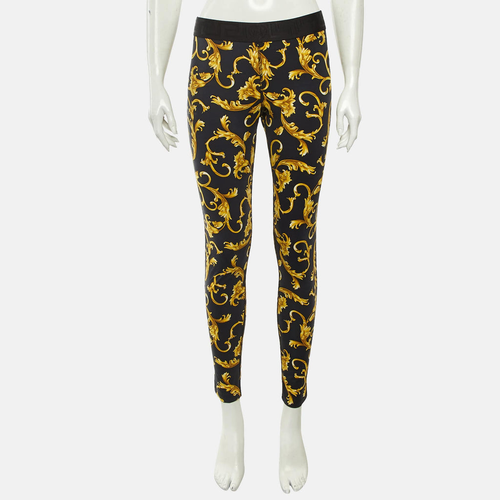 Versace Underwear Black Baroque Print Jersey Leggings