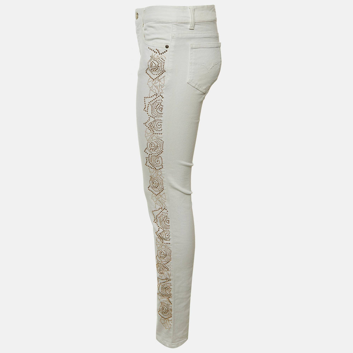 Versace Jeans White Denim Studded Jeans