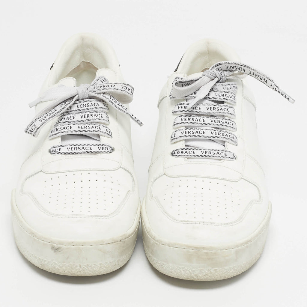Versace White Leather Llus Low Top Sneakers