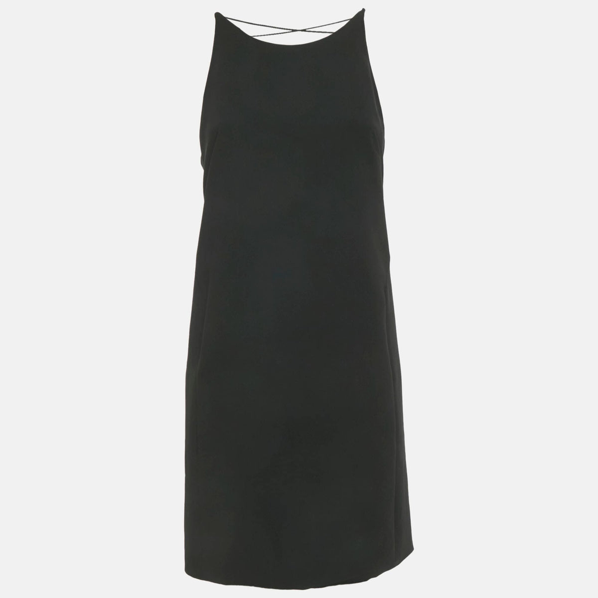 Versace Black Crepe Crisscross Detail Mini Dress
