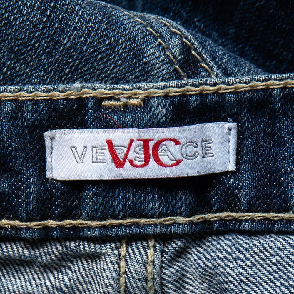 Versace Vjc Navy Blue Denim Washed Jeans