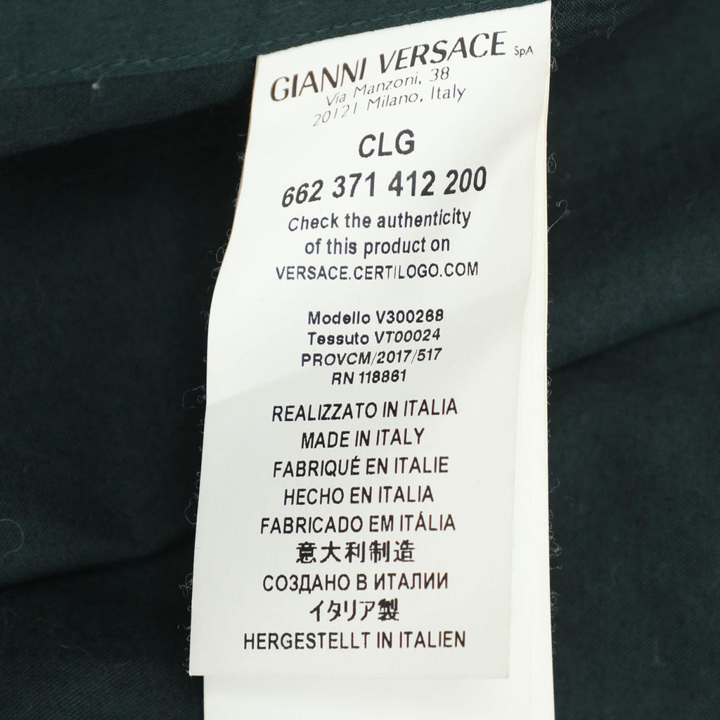 Versace Collection Green Stretch Cotton Printed Collar Shirt