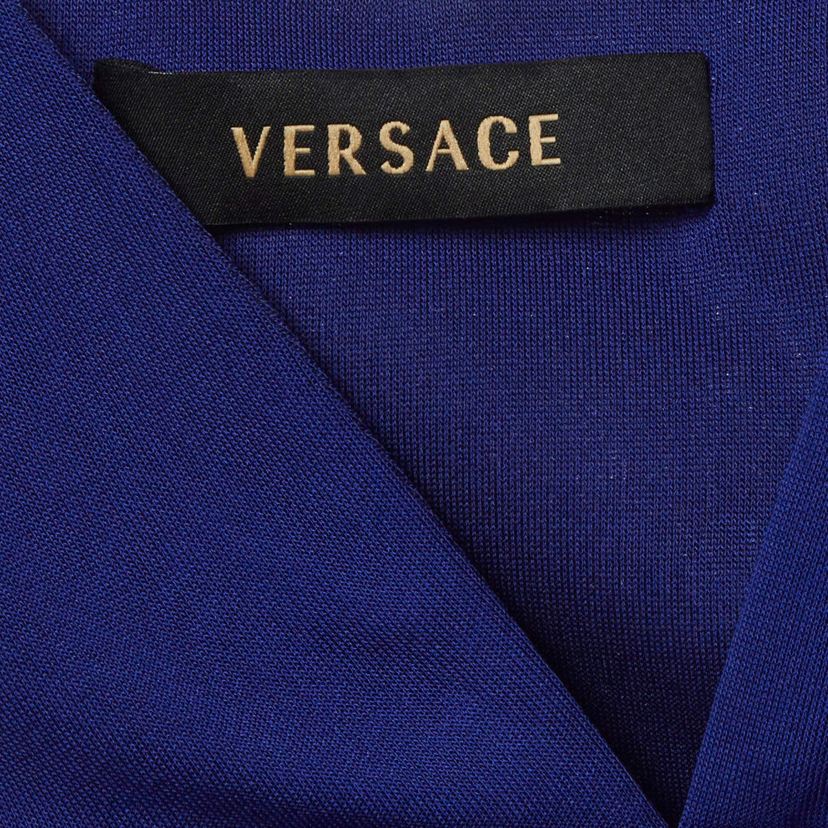 Versace Blue Jersey Draped Mini Dress