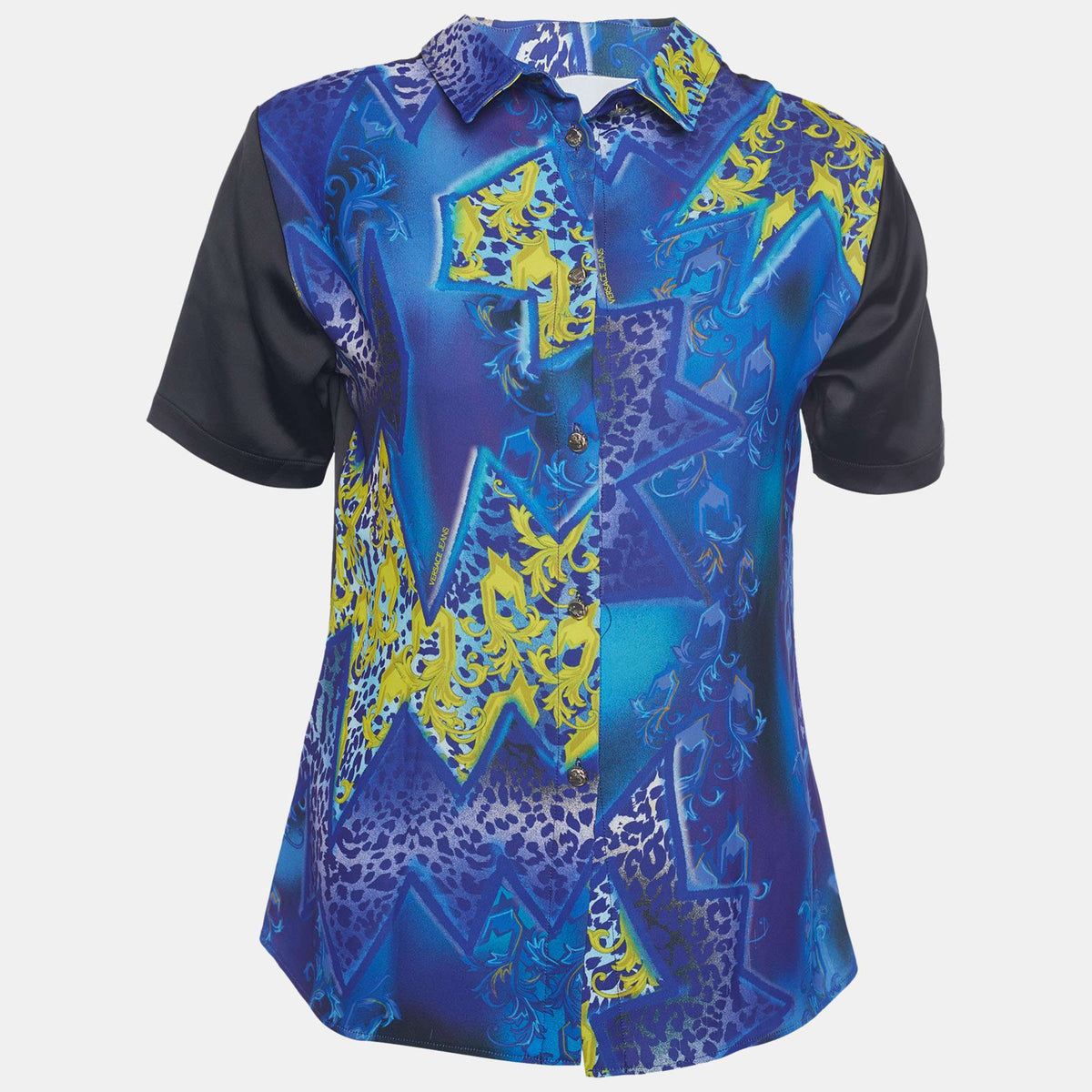 Versace Jeans Multicolor Printed Sateen Button Back Top