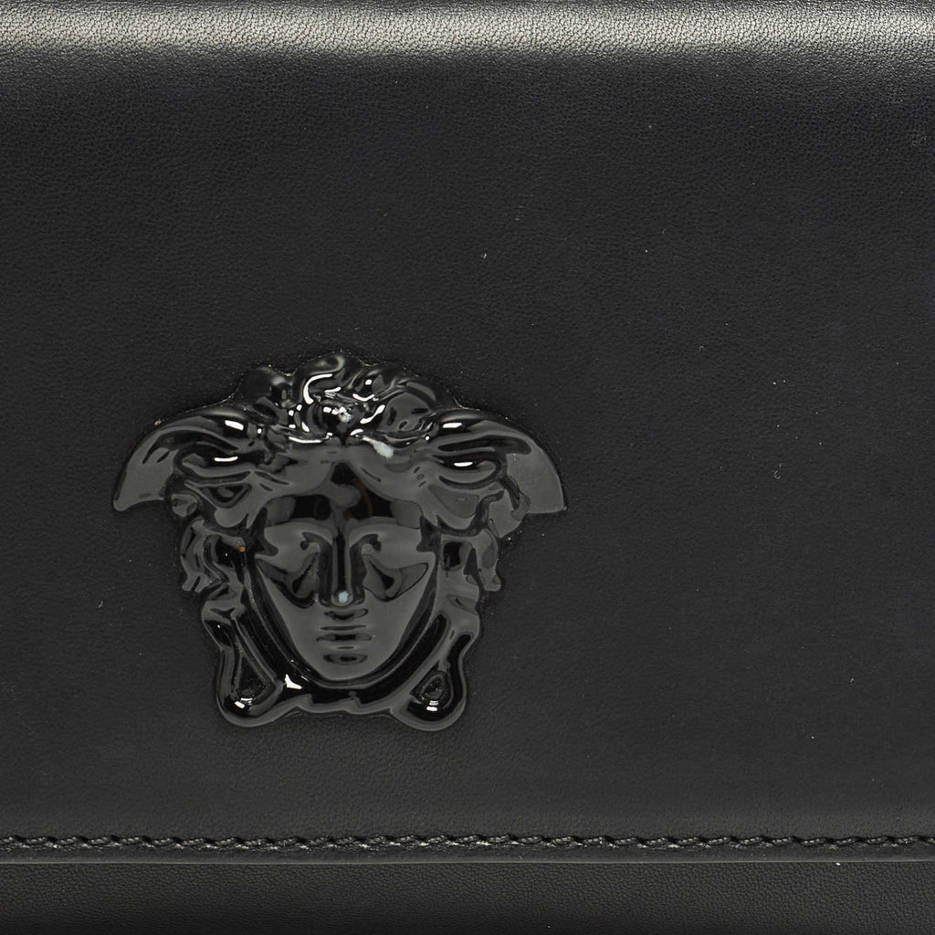 Versace Palazzo Medusa Black Leather Flap Clutch