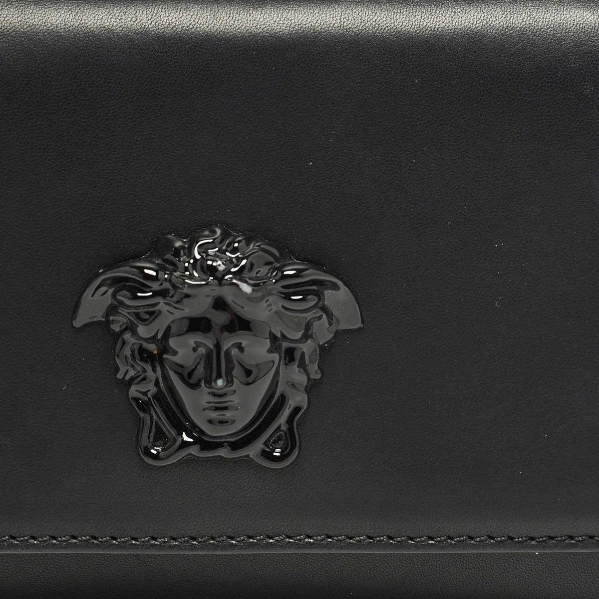 Versace Palazzo Medusa Black Leather Flap Clutch