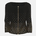 Versace Collection Black Stretch Crepe Gold Metal Applique Cropped Cardigan