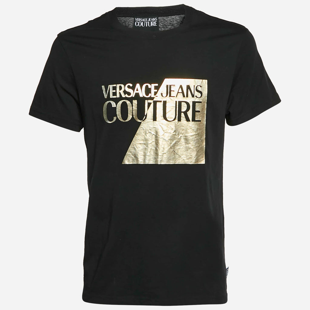 Versace Jeans Couture Black Logo Graphic Jersey Knit T-Shirt