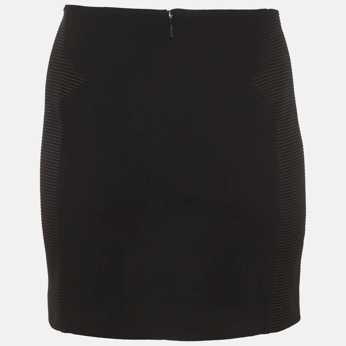 Versace Black Silk Blend Ribbed Paneled Mini Skirt