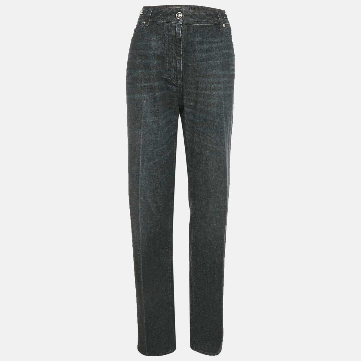 Versace Dark Grey Denim Wide Leg Jeans M Waist