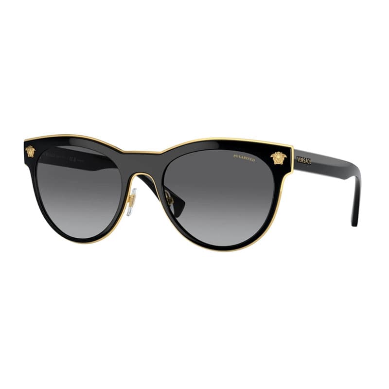 Versace Sunglasses Cat Eye Full Rim, Black Frame And Light Grey Gradient Dark Blue Lens Ve21981002T3