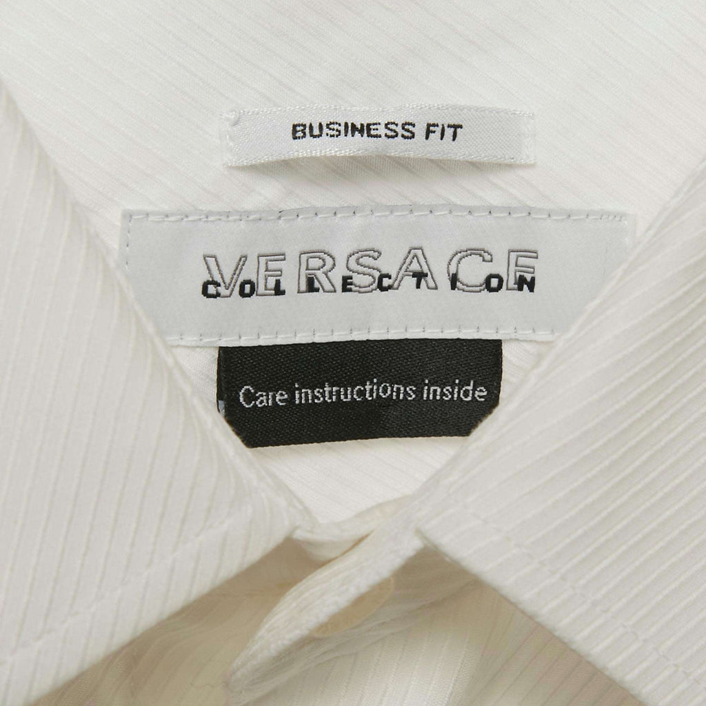 Versace Collection White Textured Cotton Long Sleeve Shirt