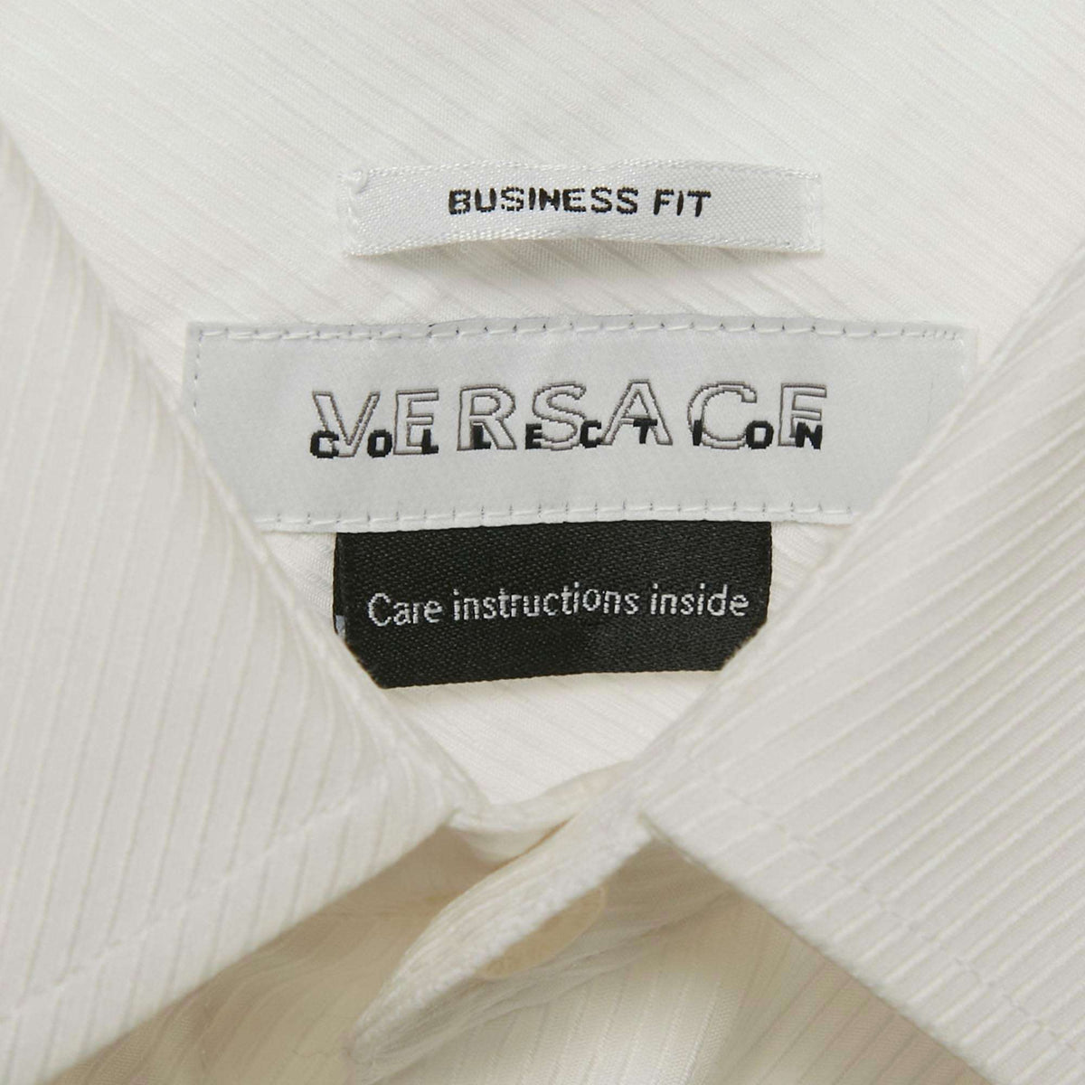 Versace Collection White Textured Cotton Long Sleeve Shirt