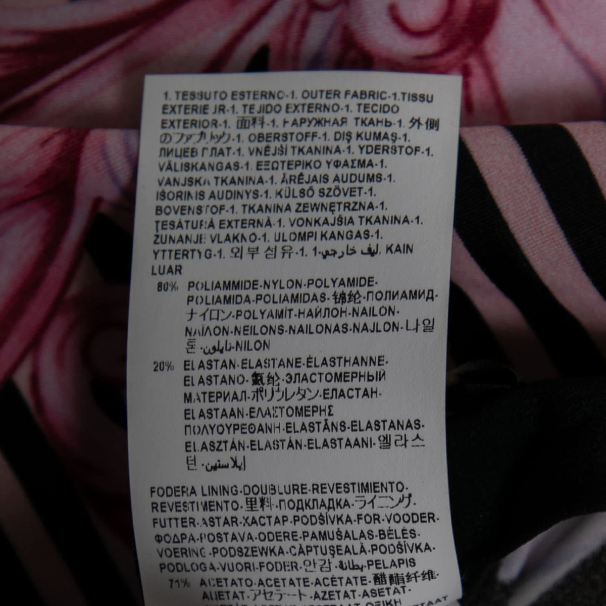 Versace Pink Stretch Knit Striped & Baroque Print Leggings