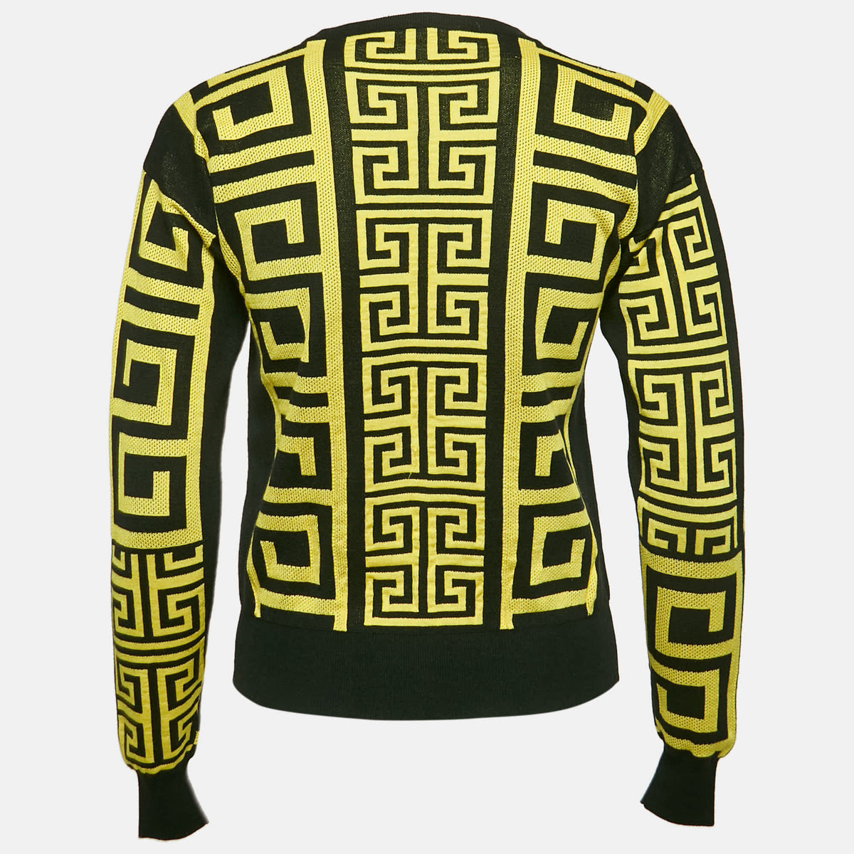 Versace Black/yellow Greca Pattern Jersey Crewneck Sweatshirt