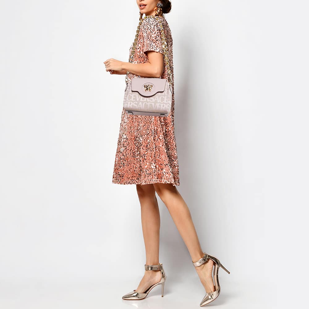 Versace Lilac Jacquard Canvas And Leather