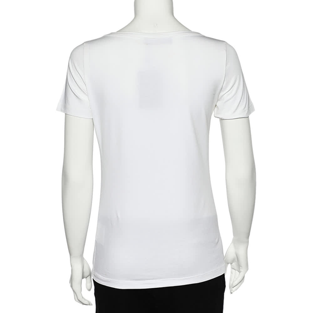 Versus Versace White Logo Embellished Cotton Knit T-Shirt