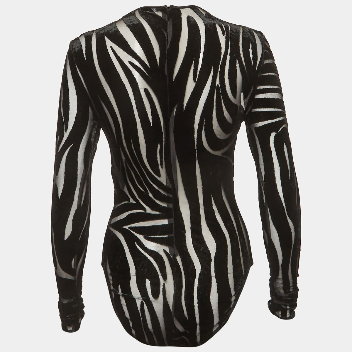 Versace Black Jersey Devore Sheer Bodysuit