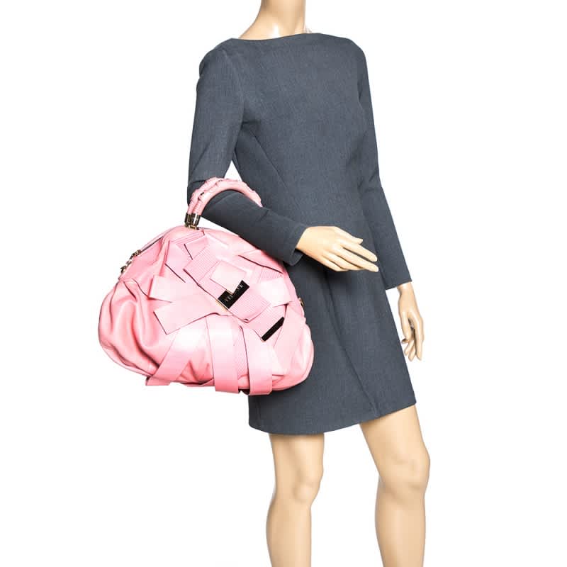 Versace Venita Bow Pink Leather Satchel