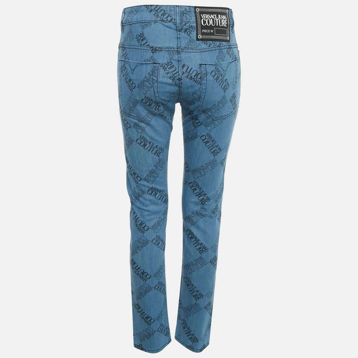 Versace Jeans Couture Blue Logo Print Denim Skinny Jeans M/waist