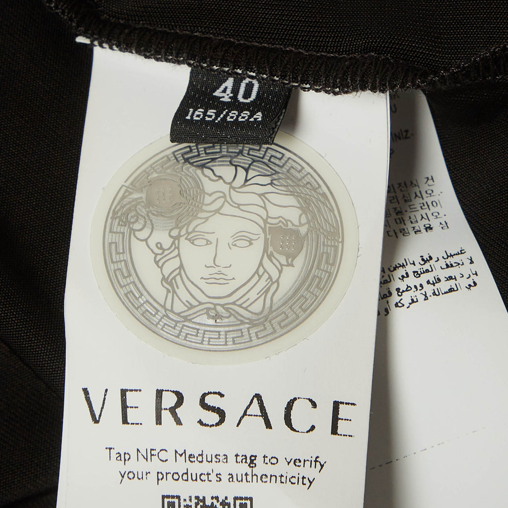 Versace Black Versace Goddess Print Jersey Crewneck T-Shirt