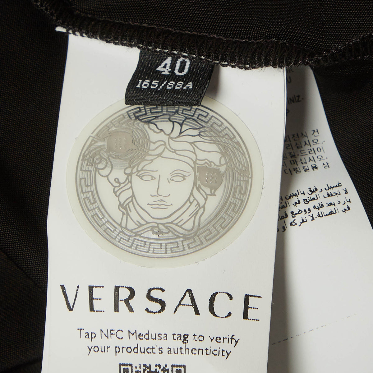 Versace Black Versace Goddess Print Jersey Crewneck T-Shirt