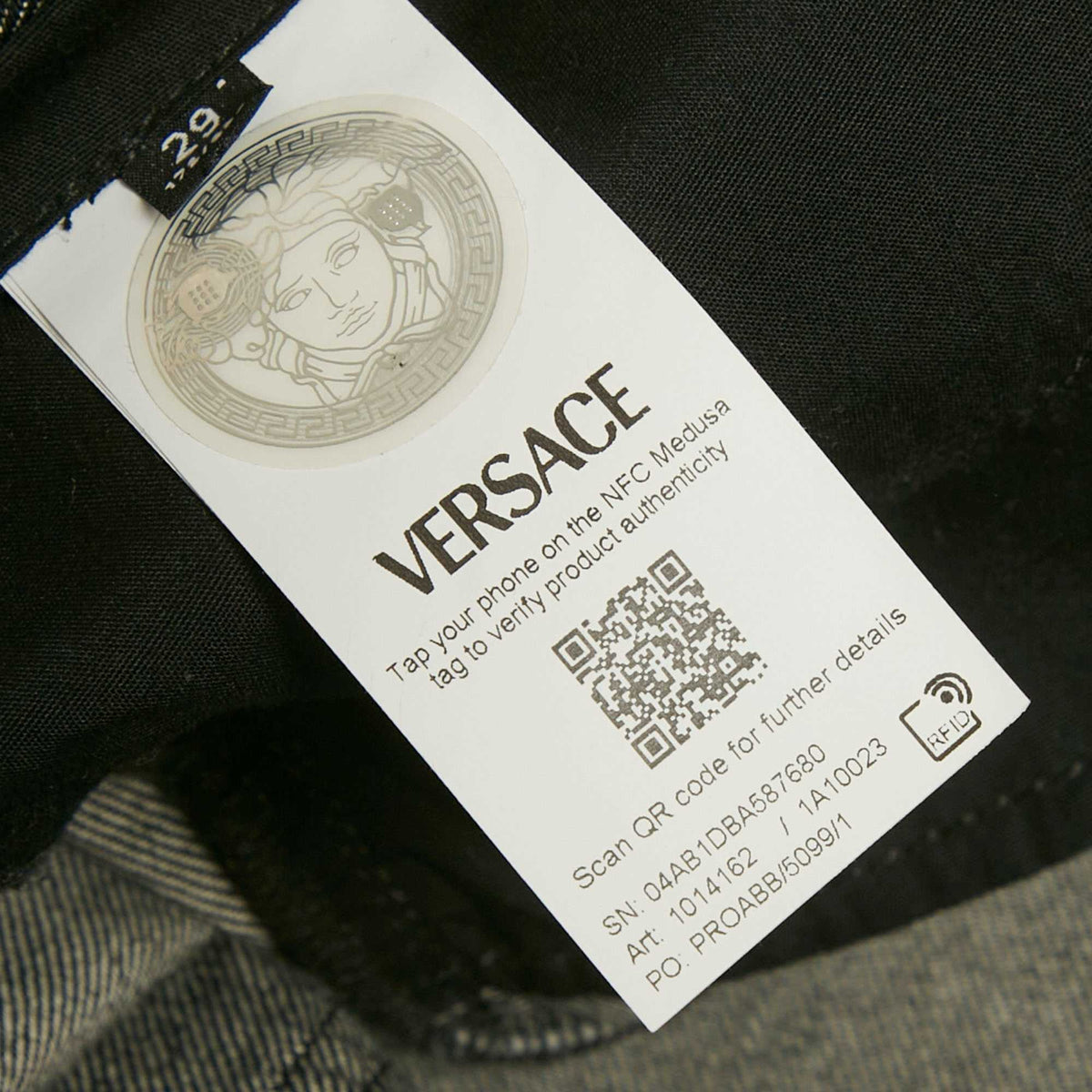 Versace Dark Grey Denim Wide Leg Jeans M Waist