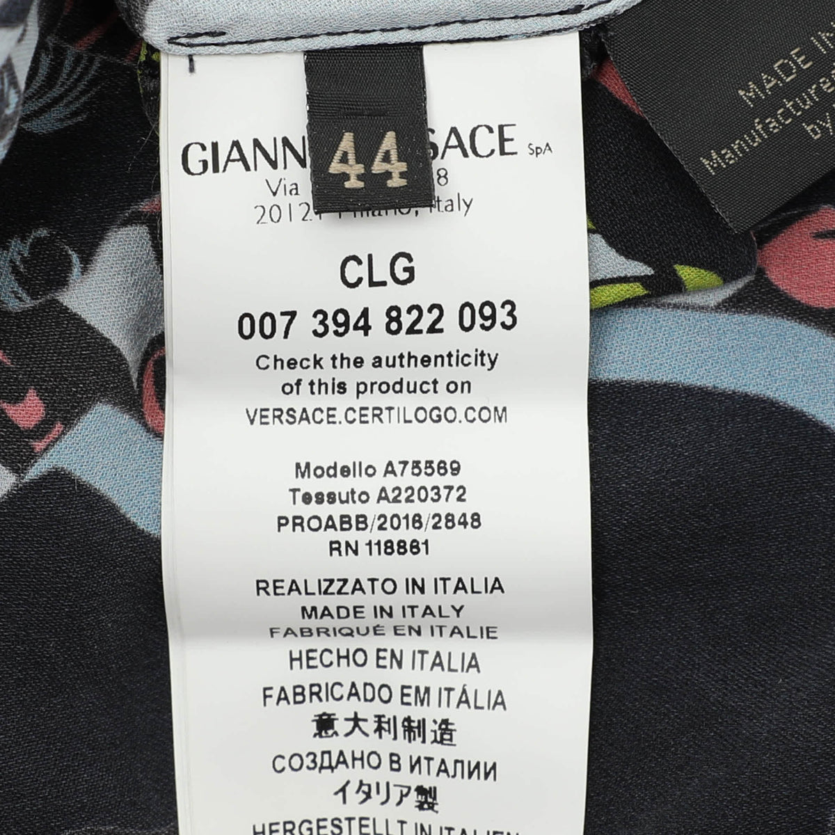 Versace Multicolor Silk Long Sleeve Shirt