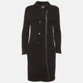 Versace Black Knit Double Breasted Coat