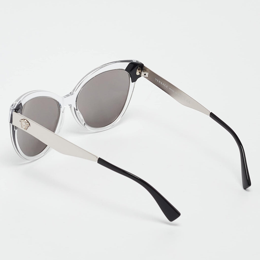 Versace Black/silver Mirror Mod. 4338 Medusa Cat Eye Sunglasses