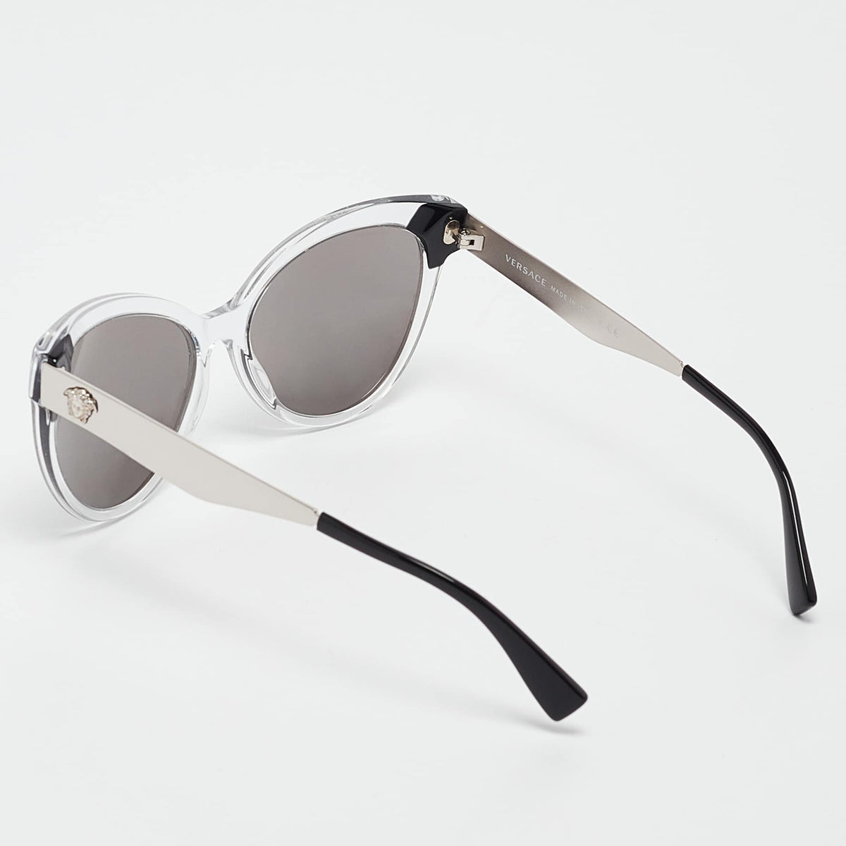Versace Black/silver Mirror Mod. 4338 Medusa Cat Eye Sunglasses