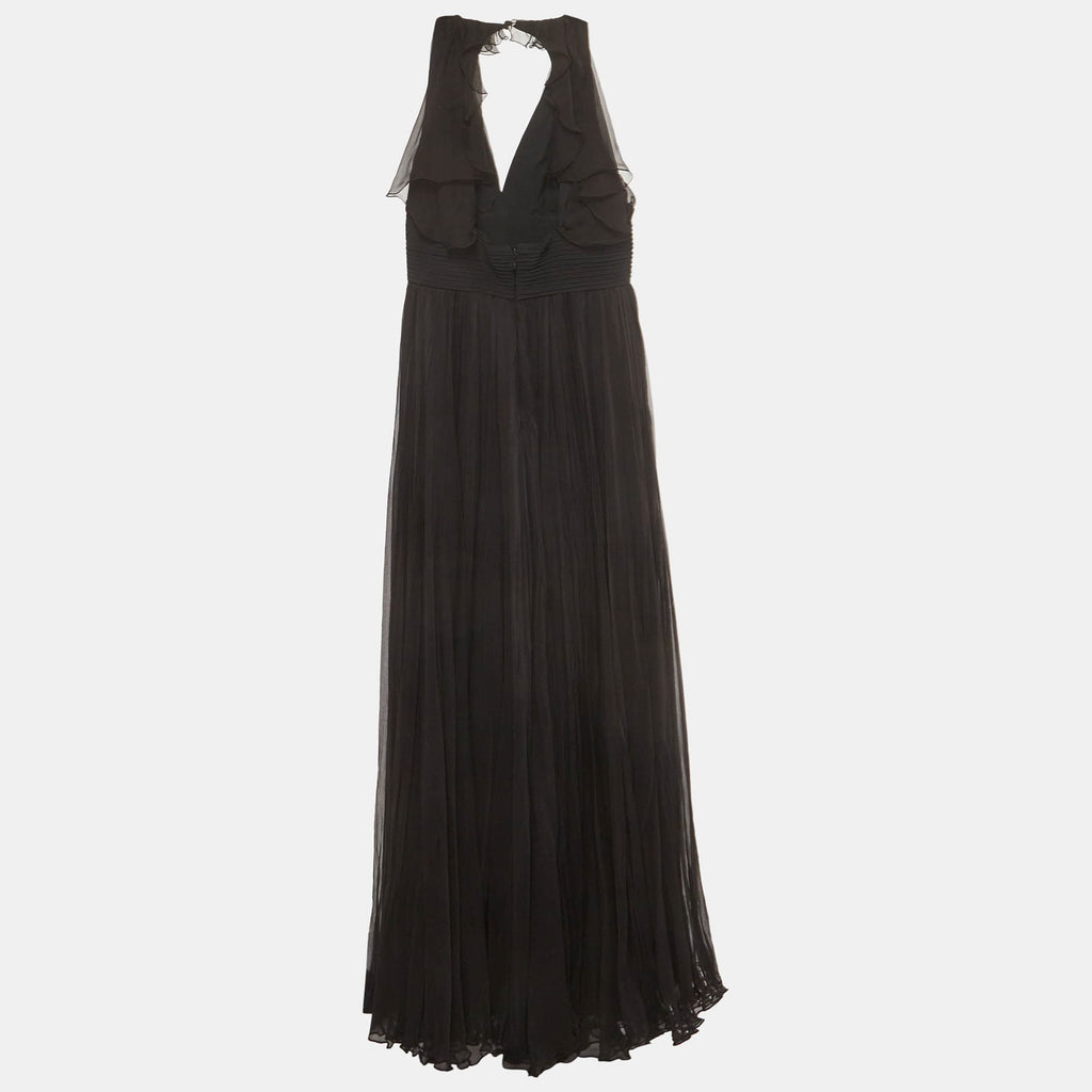 Versace Black Silk Halter Maxi Dress