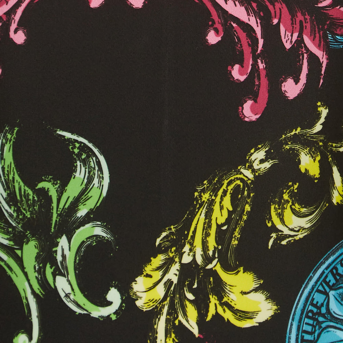 Versace Jeans Couture Black Baroque Printed Bodysuit